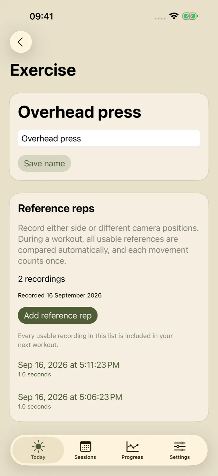 Recording a reference rep